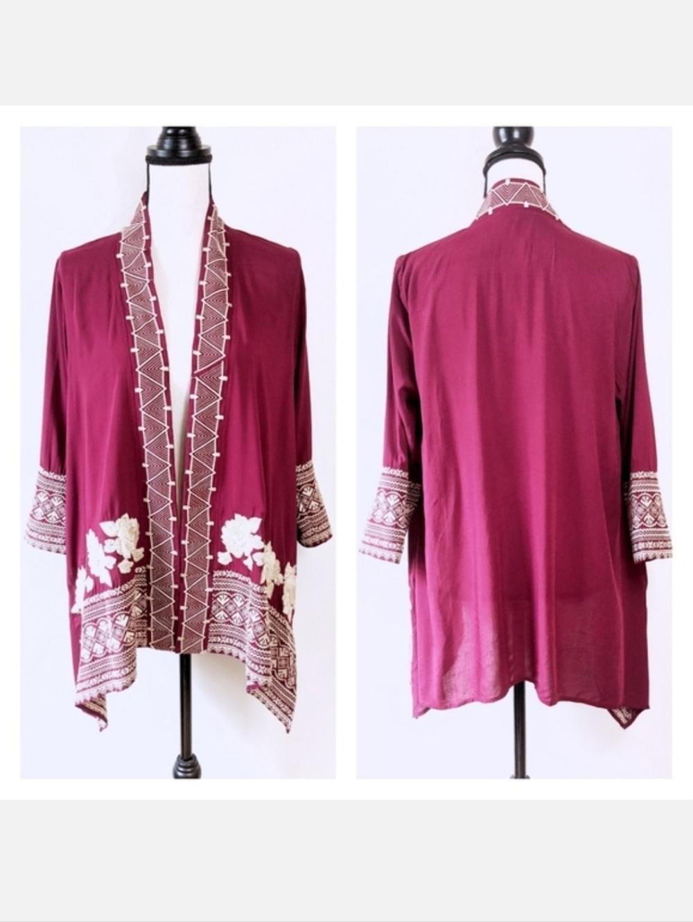 🦋LAST🦋 NWT Andree Embroidered Burgundy Cardigan, Size Medium